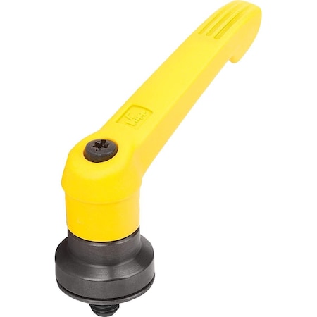 Adjustable Handle W Clamp Force Intensif Size:5 M12X40, Plastic Yellow , Comp:Steel Black Oxidized
